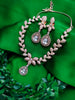 N01170_Grand Lovely designer Rose Gold polished choker Necklace Set  embellished with American diamond stones with delicate white Stones work.