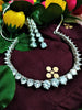 N01176_Grand Lovely designer Silver polished Necklace Set  embellished with American diamond stones with delicate white Stones .