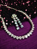 N01176_Grand Lovely designer Silver polished Necklace Set  embellished with American diamond stones with delicate white Stones .