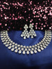 N01180_Grand Lovely designer Silver polished Necklace Set  embellished with American diamond stones with delicate white Stones .