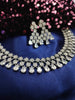 N01180_Grand Lovely designer Silver polished Necklace Set  embellished with American diamond stones with delicate white Stones .