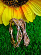 B0351_S_ Exquisite Rose Gold plated bangles with delicate art work studded with  American Diamond stones.