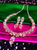 N02012_Gorgeous  designer rose gold polished American diamond embellished choker necklace set with a touch of baby pink stones.