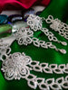 N03004_Classic Silver polished choker style crafted design necklace set embellished with  white stones .