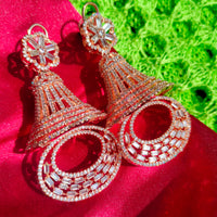 E0858_Lovely bell design American Diamond studded danglers with beautiful art work.