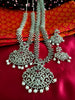 N03037_Bridal Gorgeous  designer silver polished American diamond embellished necklace set with one short & one long designer necklace set, grand earring