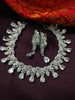 N03030_Gorgeous  designer silver polished American diamond embellished choker necklace set with a touch of white stones.