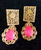 Sparkling Stand-out pink dangler Earring crafted with Meenakari work