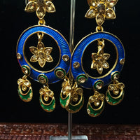 Sparkling Blue jhumka earring crafted with Meenakari work
