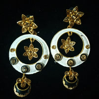 Sparkling white jhumka earring crafted with Meenakari work