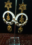 Sparkling white jhumka earring crafted with Meenakari work