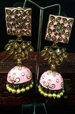 Classy earring with delicate work of pearl and  Meenakari work meant to put your fashion quotient higher .