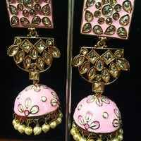 Classy earring with delicate work of pearl and  Meenakari work meant to put your fashion quotient higher .