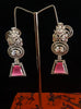 Sparkling Silver based earring with careful stitching of American Diamond