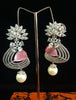 Sparkling Silver based earring with careful stitching of American Diamond