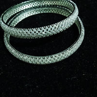 Classic Style silver Plated along with american diamond studded Bangles for Women Set of 2(size 2-6,2-8)