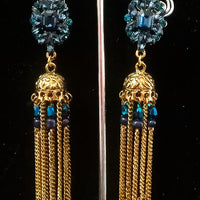Korean Stand-out dangler with non-precious metal base studded with trendy stones