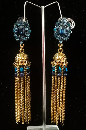 Korean Stand-out dangler with non-precious metal base studded with trendy stones