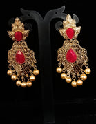 Sparkling Stand-out Red dangler Earring crafted with Meenakari work