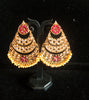 Classy light weight large in size earring with delicate work of pearl & high quality American diamond studded & Meenakari work.
