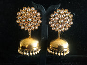 Classy light weight large in size earring with delicate work of pearl & high quality American diamond studded & Meenakari work.