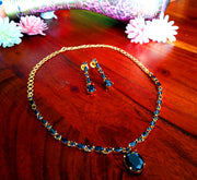 N057_Elegant Micro Gold plated Necklace studded with Black American Diamond  stones.