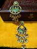 E0112_Classy green colored earring with delicate work of pearl and  Meenakari work.