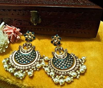 E0126_Stunning Meenakari danglers with delicate Meenakari work with a touch of pearls.