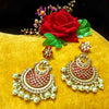 E0136_ Classy Meenakari danglers with delicate meenakari work embellished with pearls.