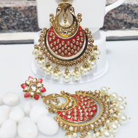 E0136_ Classy Meenakari danglers with delicate meenakari work embellished with pearls.