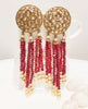 E0137_Classy crystal chain drop earring studded with American Diamond stones with a touch of pearls.