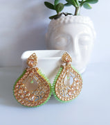 E0142_Classy Style Meenakari danglers studded with stones with a touch of crystals.