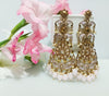 E0127_Gorgeous Meenakari Danglers studded with American Diamond stones with a touch of light pink bead drops.