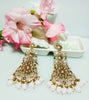 E0127_Gorgeous Meenakari Danglers studded with American Diamond stones with a touch of light pink bead drops.