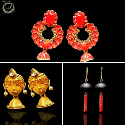 E0327_Classy Combo vibrant earrings with a touch of stones.