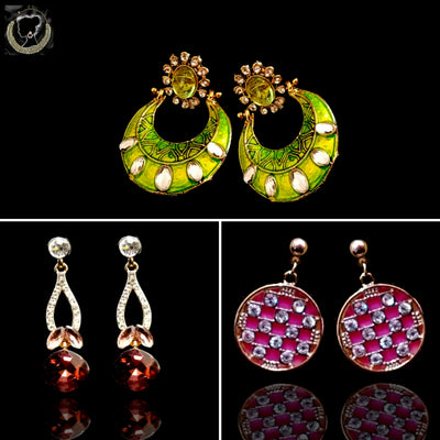 E0328_Classy Combo vibrant earrings with a touch of stones.