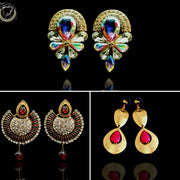 E0330_Classy Combo vibrant earrings with a touch of stones.