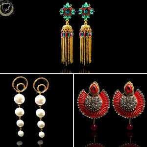 E0337_Classy Combo vibrant earrings with a touch of stones.