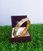 B071_Classy Style ivory color & golden Colored Designed Meena Pital Enamel Bangles with base color Golden(Free Size)