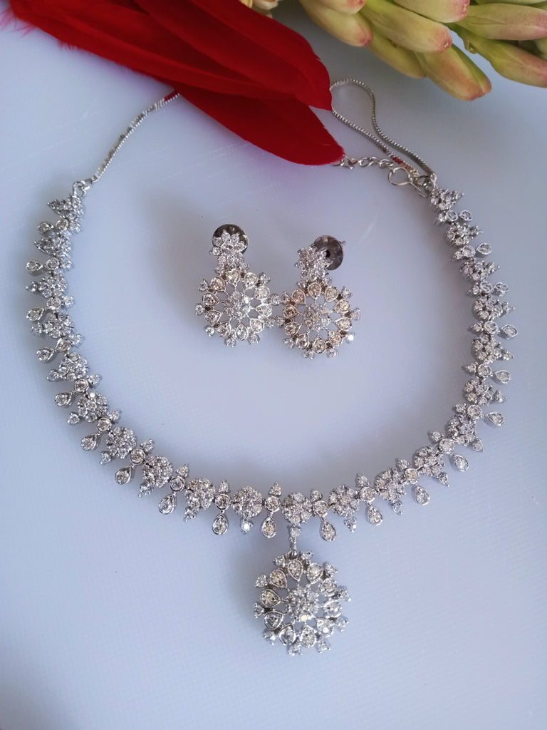 American diamond bridal necklace set Unique design