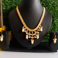 N0109_ Gorgeous necklace set with a touch of stones and pearls.