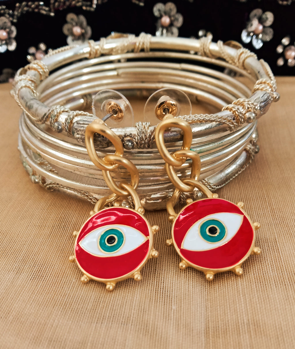 E0344_Trendy eye earring (small drop hangings).