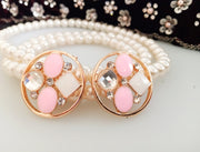 E0360_Classy stud earrings with pink stones.