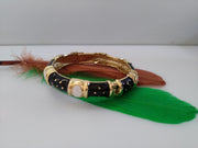 B085_Classy Style  Black & golden Colored Designed Meena Pital Enamel Bangles with base color Golden(Free Size)