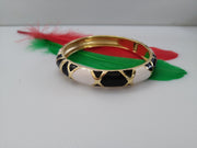 B086_Classy Style  Black & golden Colored Designed Meena Pital Enamel Bangles with base color Golden(Free Size)