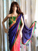 S01_Designer Silk Sarees Dual tone color with attached blouse piece & borders along with tassel .