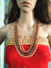 N013_Gorgeous peach colored crystal necklace studded with semi precious stones.