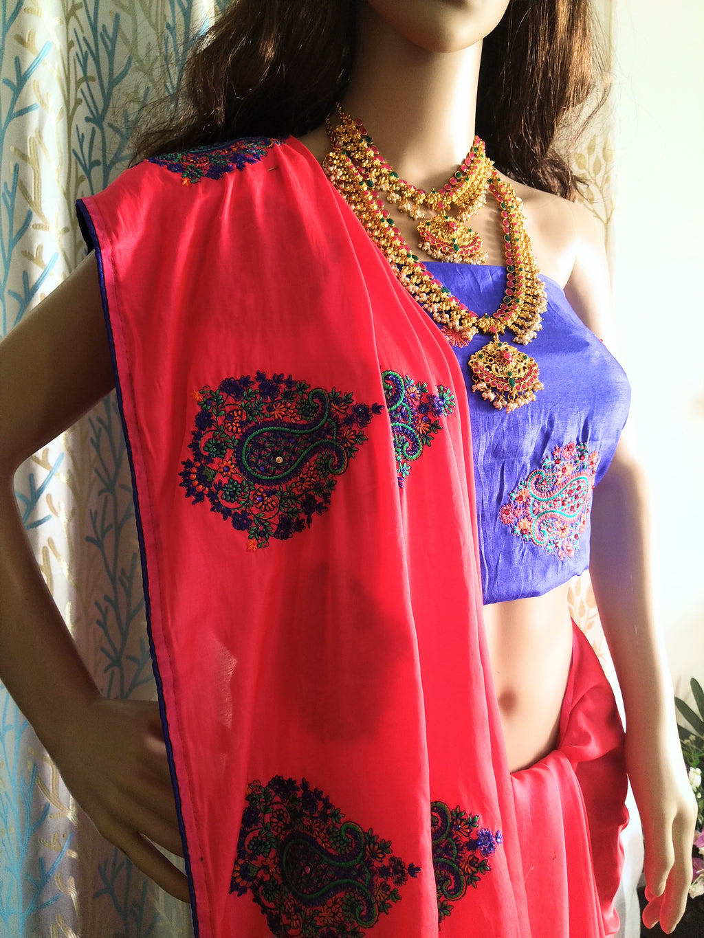 S06_Designer Kashmir butta design Silk Sarees Dual tone color with
