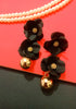 E0490_Gorgeous flowery pattern danglers with a touch a of glossy golden beads(medium size)