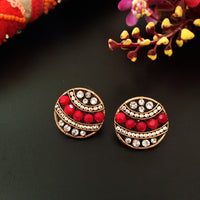 E0507_ Trendy circular shaped studs with embossed crystals with a touch of stones.